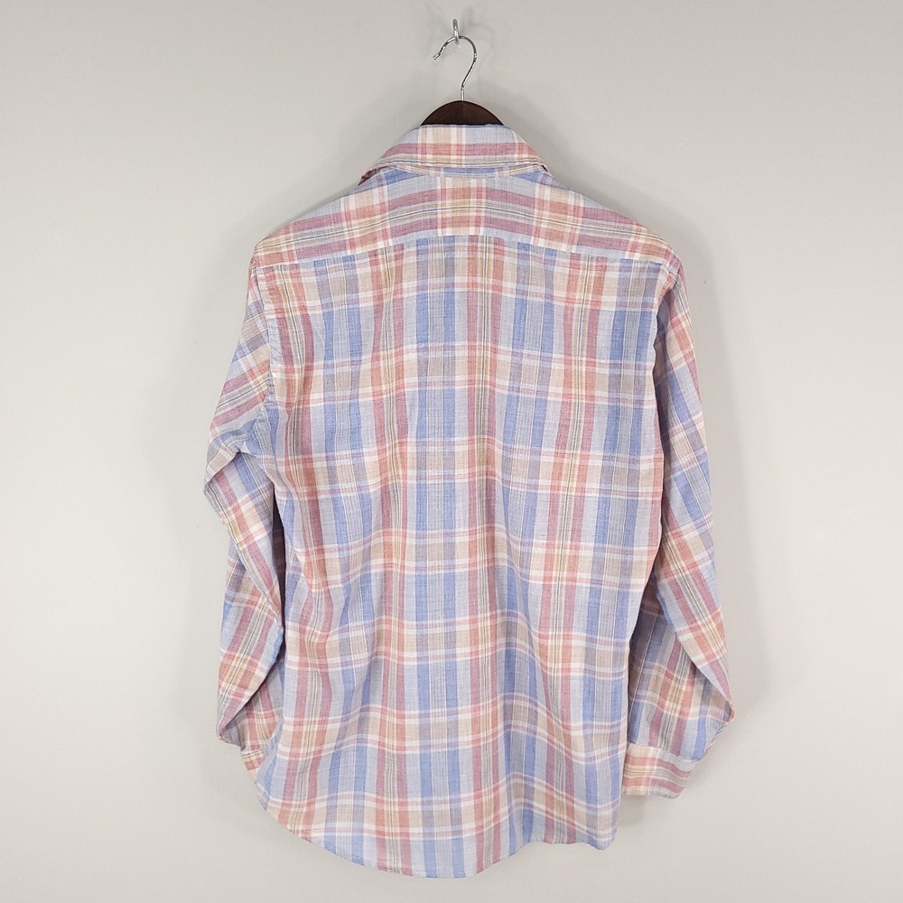 Vintage Levis Shirt Mens Medium Blue Red Plaid White Tab Fortrel Western Work - Picture 2 of 11
